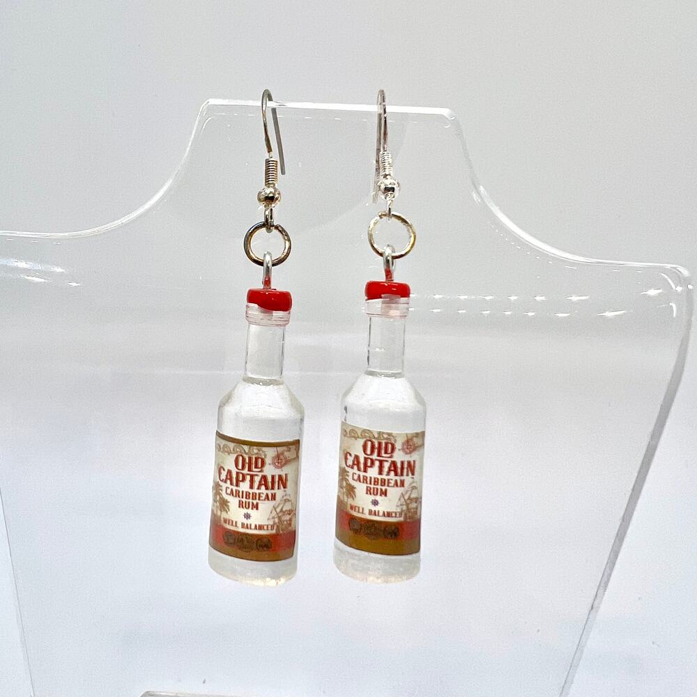 Old Captain Earrings - Drink Earrings - Alcohol Earrings - New Years Accessories